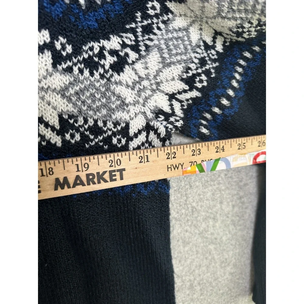 Vintage Carolyn Taylor Sweater XL Fair Isle Blue White Long Sleeve Turtleneck